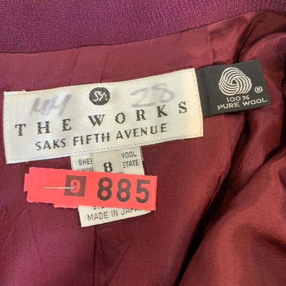 Vintage Saks Fifth Avenue The Works, 100% wool, burgundy skirt, size 8 - Picture 5 of 6